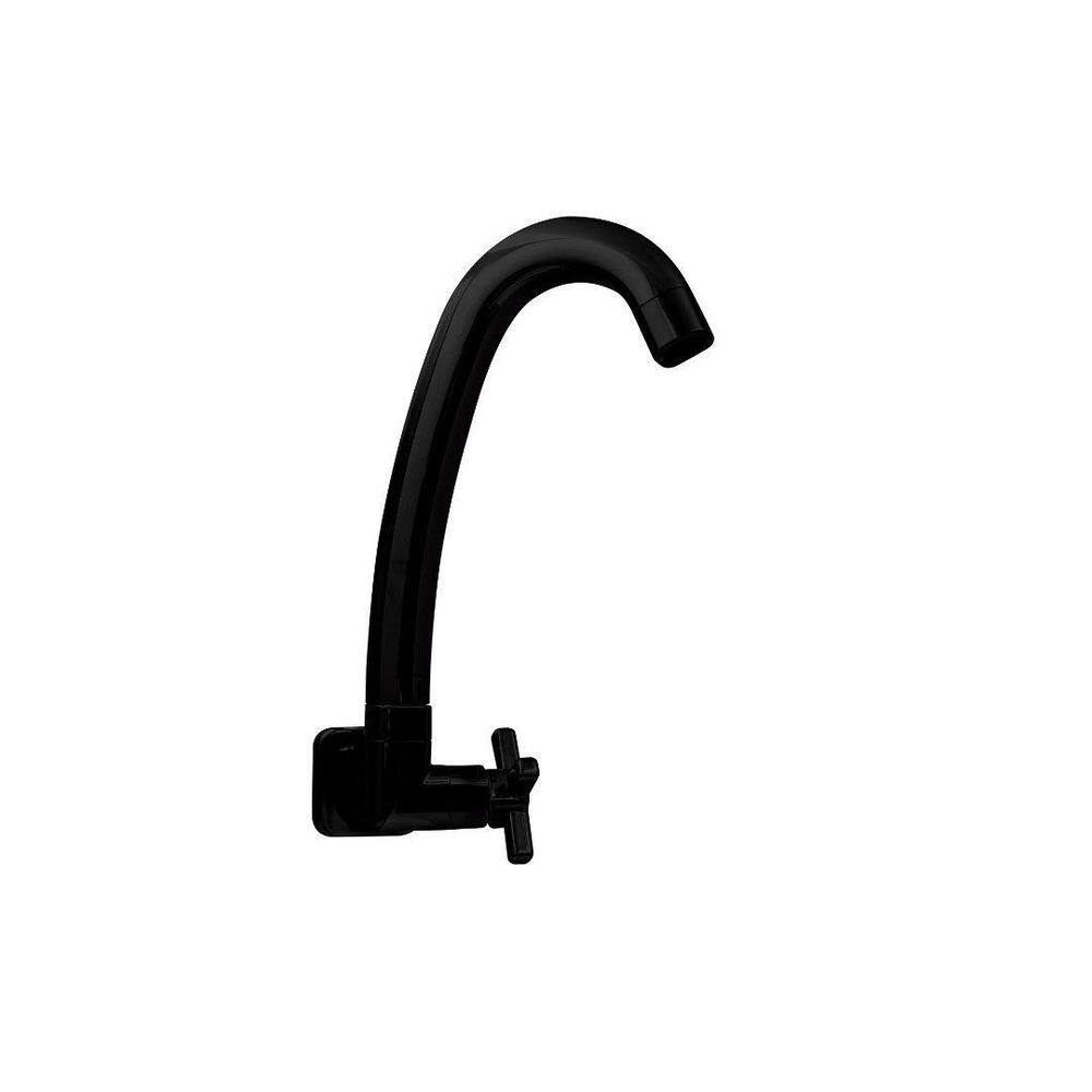 Torneira Quadrada Black/Preto Cozinha Parede Bica Móvel Abs