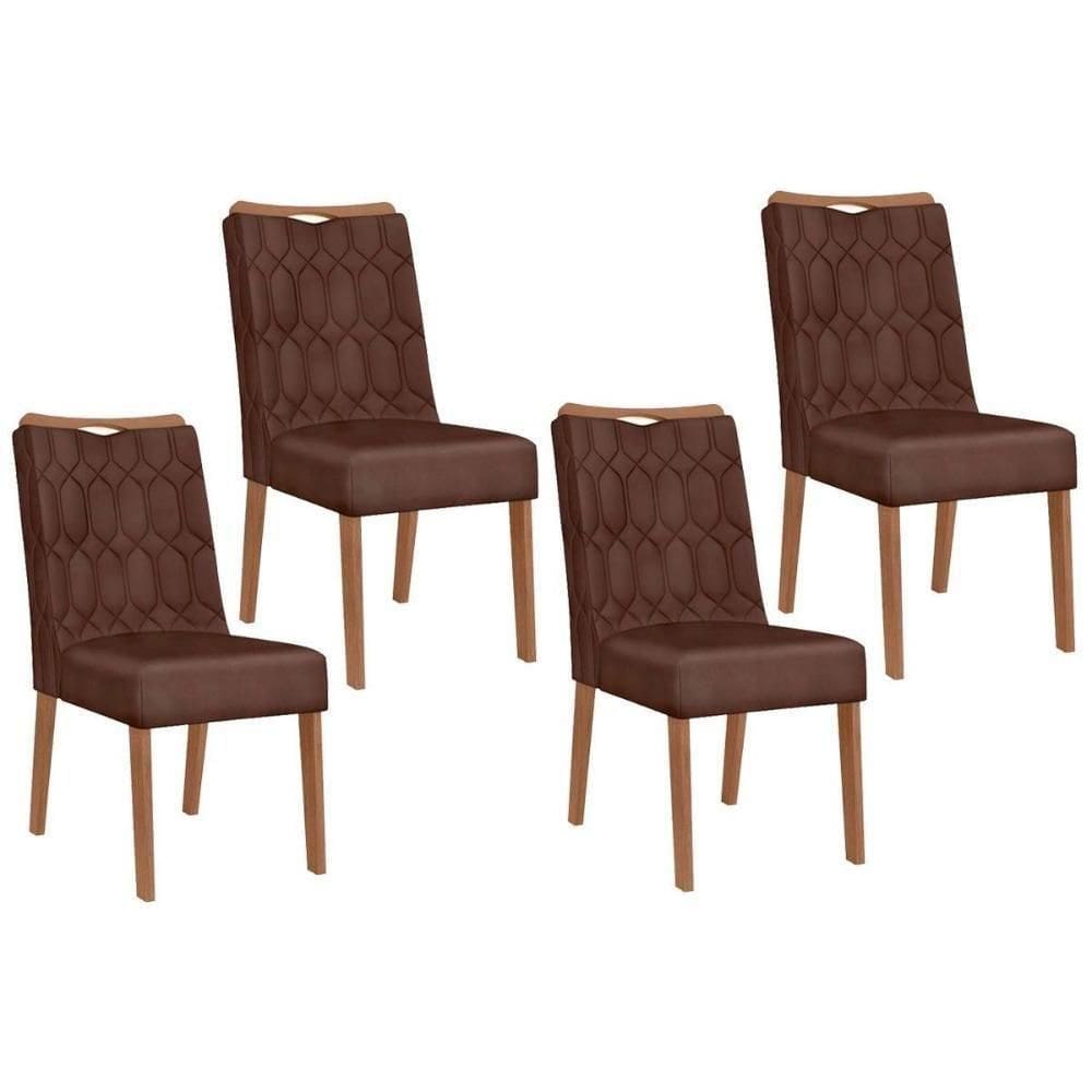 Cadeira De Cozinha Bia Kit 4 Un Cedro Suede Moca