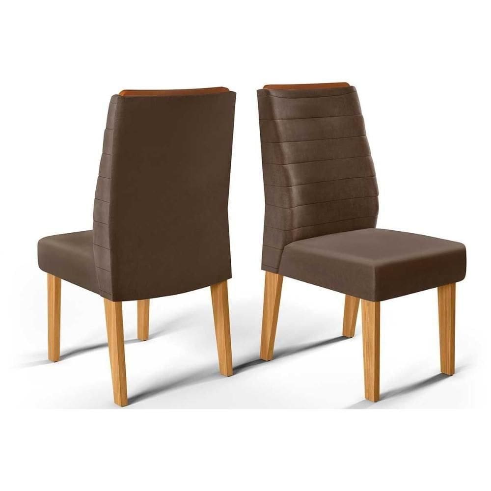 Cadeira De Cozinha Ondina Kit 2 Un Cedro Suede Moca Marrom