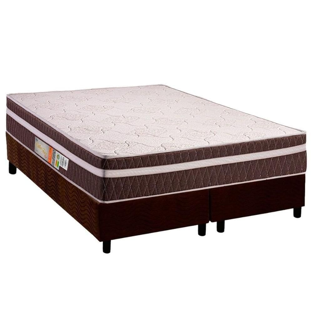 Conjunto Box Queen: Colchão Anatômico Polar D28 Orthoface Vip Brown + Base Crc Suede Brown (158x198)