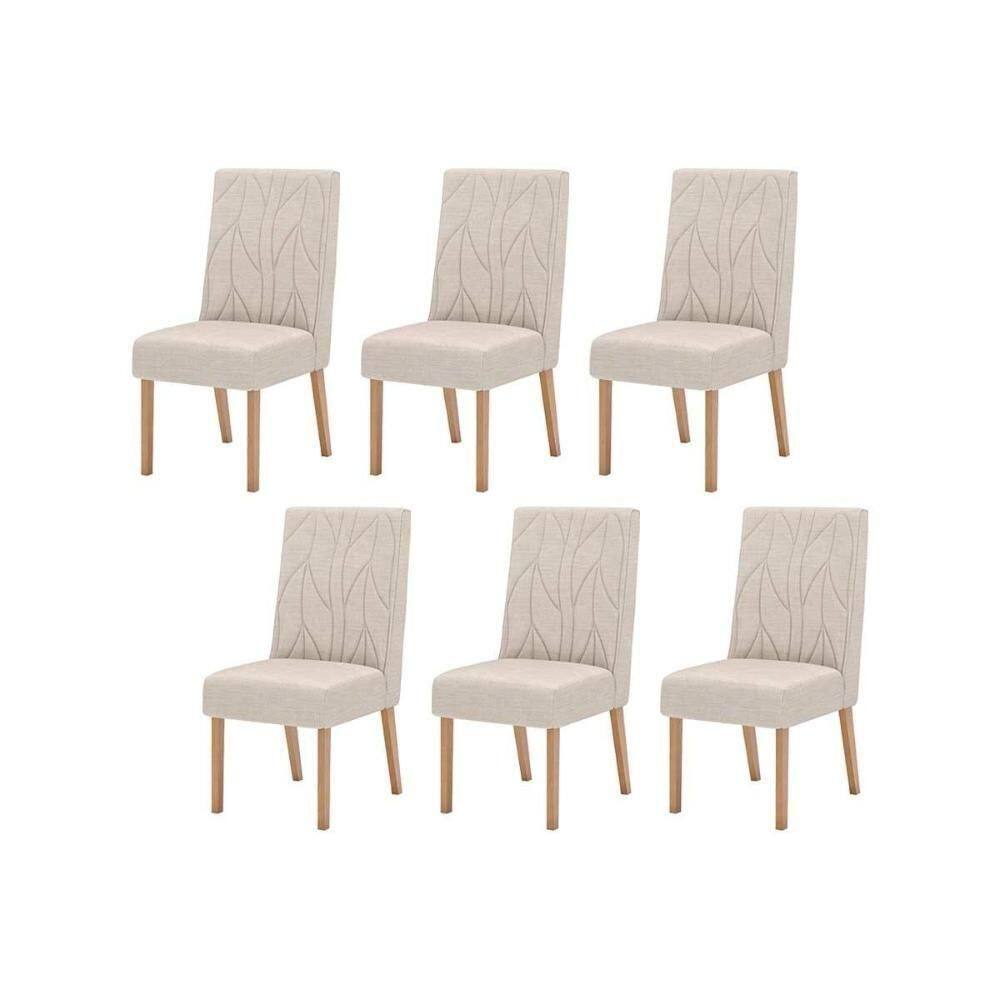 Kit 6 Cadeiras Sala Jantar Eloá 6 Un Nature Suede Light Linho