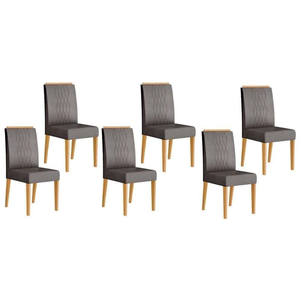 Kit 6 Cadeiras De Cozinha Lia 6 Un Cedro Suede Lunar