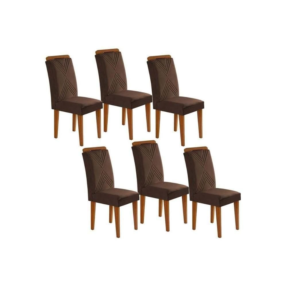 Cadeira De Cozinha Amsterdã Kit 6 Un Capuccino Suede Marrom Rufato