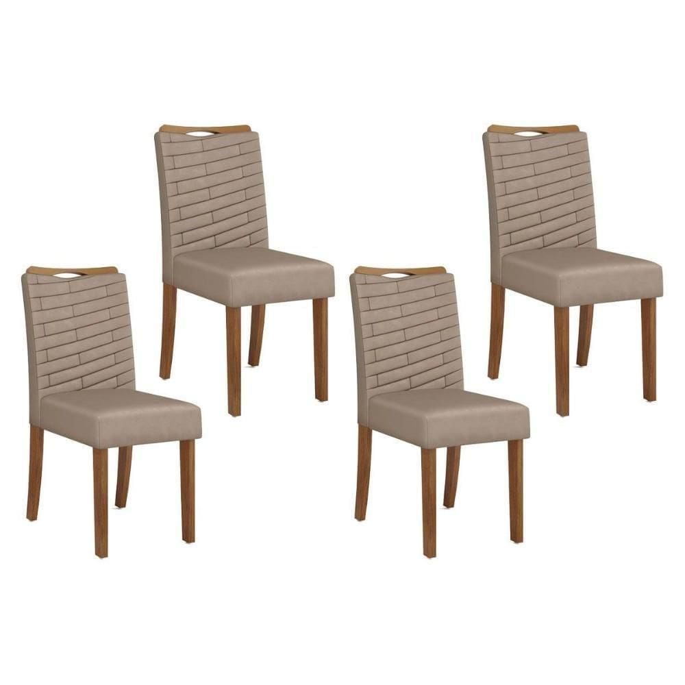 Kit 4 Cadeiras Sala Jantar Julia 4 Un Freijó Suede Kraft