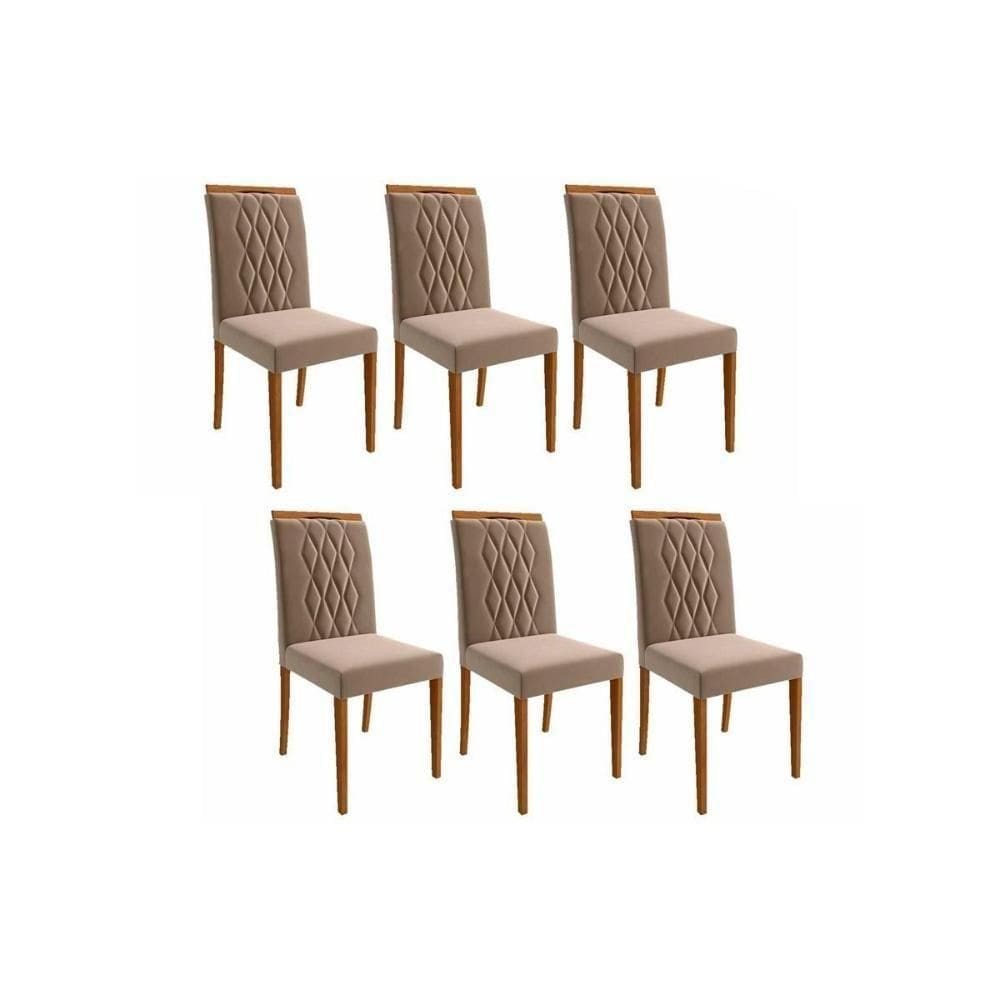 Kit 6 Cadeiras Sala Jantar Juliana 6 Un Madeirado Suede Joli Capuccino Cimol