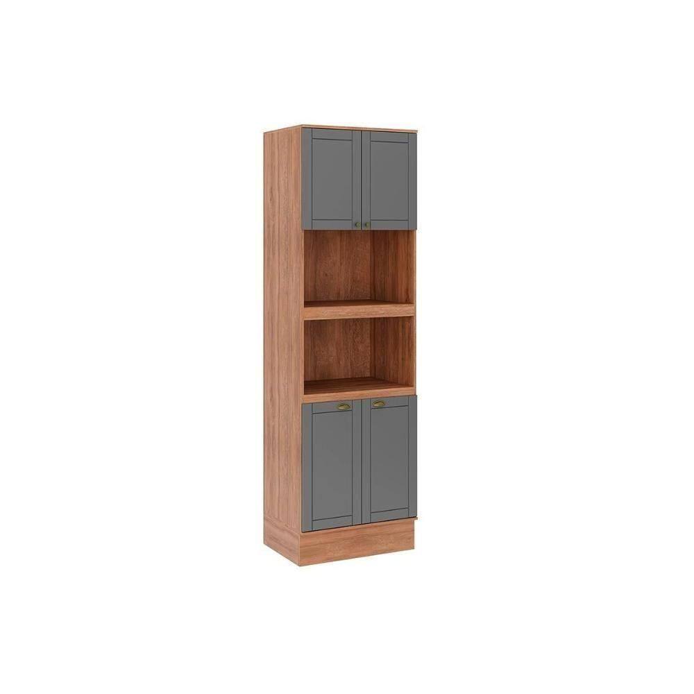 Torre Quente De Cozinha Paneleiro Bella 2616 Com 2 Fornos 4 Portas 70cm Nogal Cinza