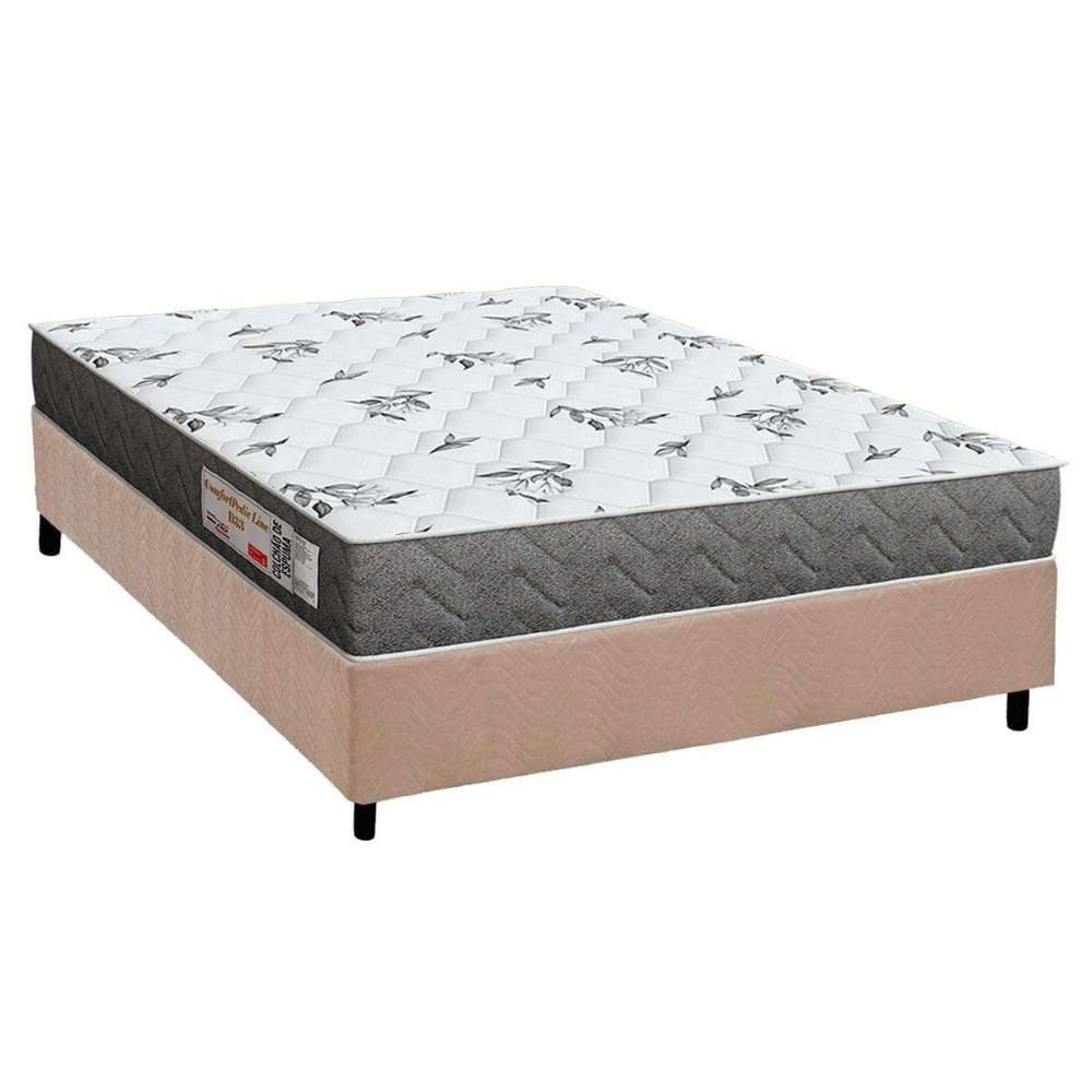 Cama Box Viúva: Colchão Espuma D33 Ortho Comfortpedic Line Black + Base Crc Suede Clean (128x188)