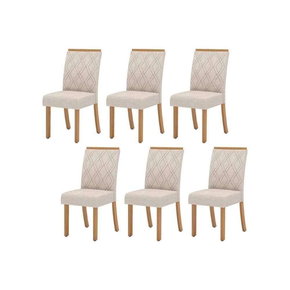 Kit 6 Cadeiras Sala Jantar Vita 6 Un Nature Suede Light Linho