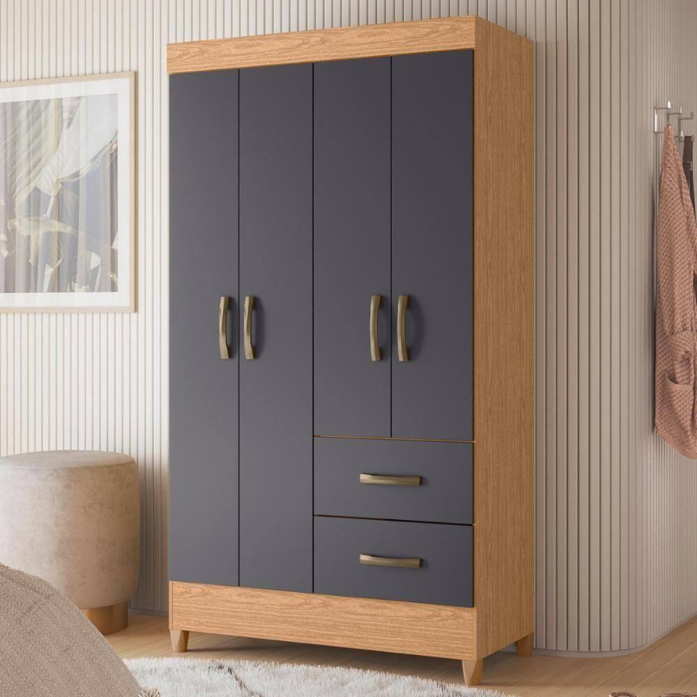 Guarda Roupa 4 Portas Roma Freijó Titanium