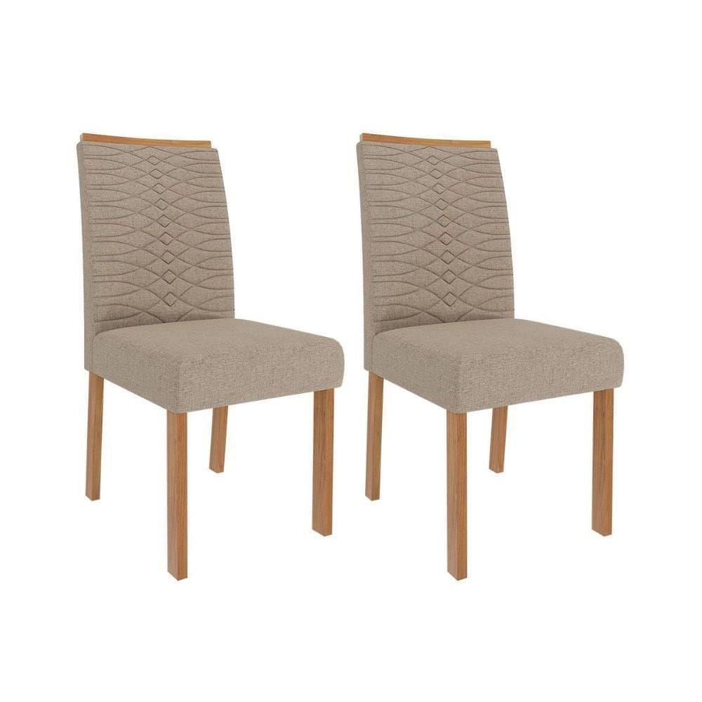 Kit 2 Cadeiras Sala Jantar Clarice Wood 2 Un Madeirado Linho Bege Cimol