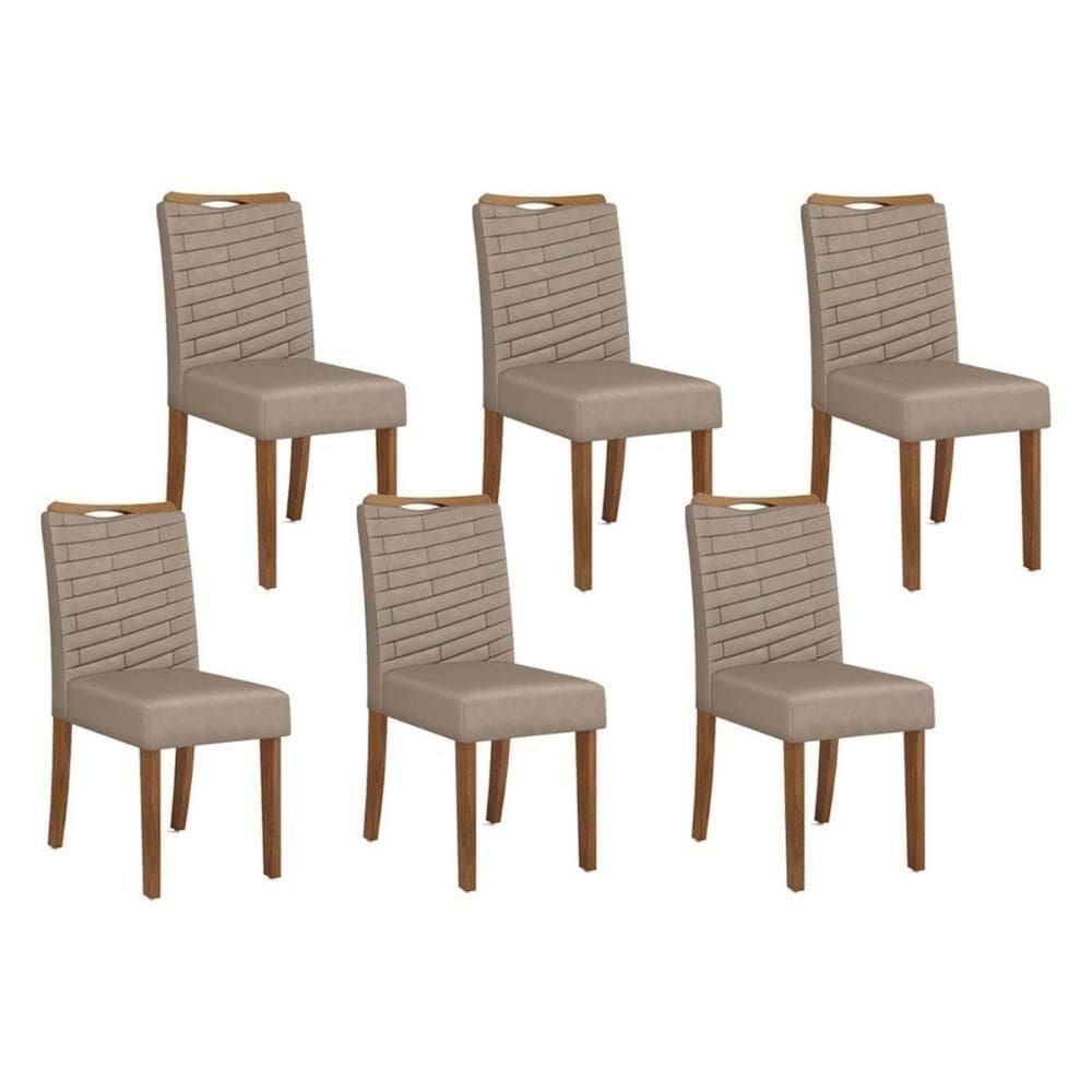 Kit 6 Cadeiras Sala Jantar Julia 6 Un Freijó Suede Kraft