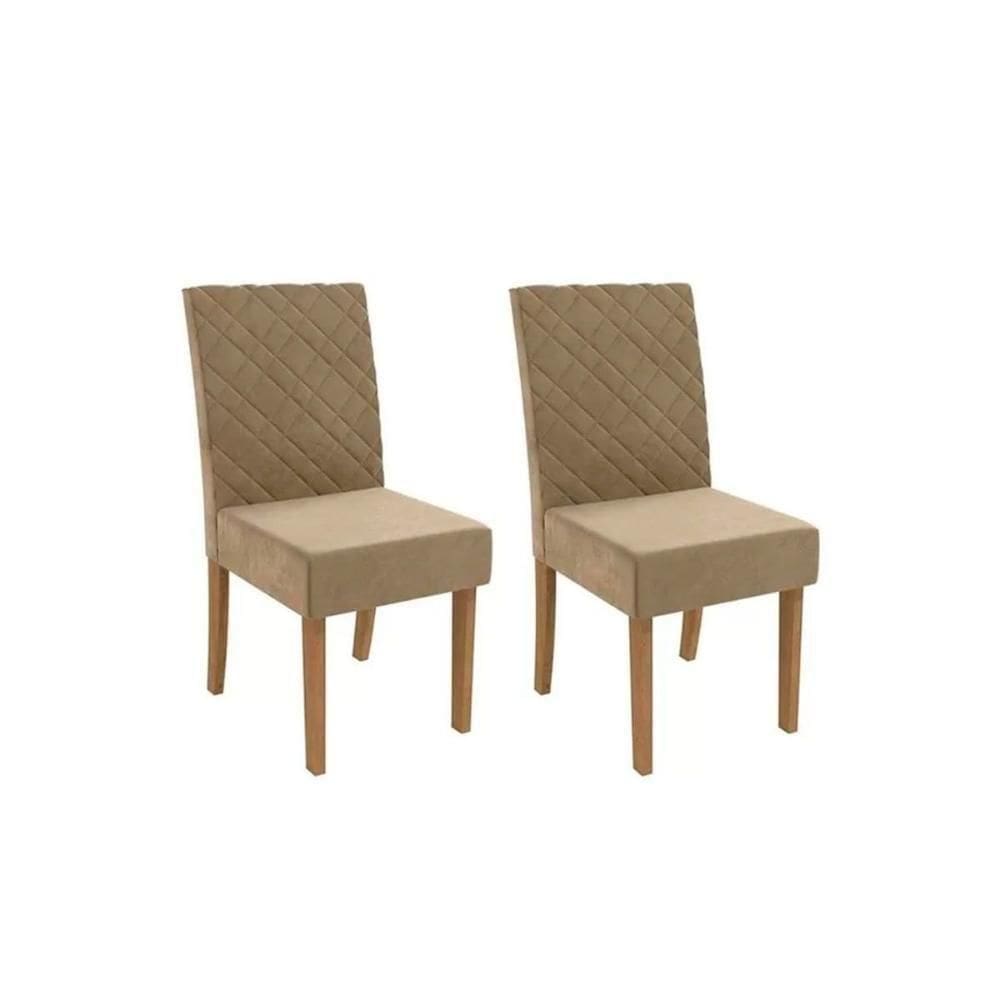 Cadeira De Cozinha 2cad133 Kit 2 Un Canela Suede Bege
