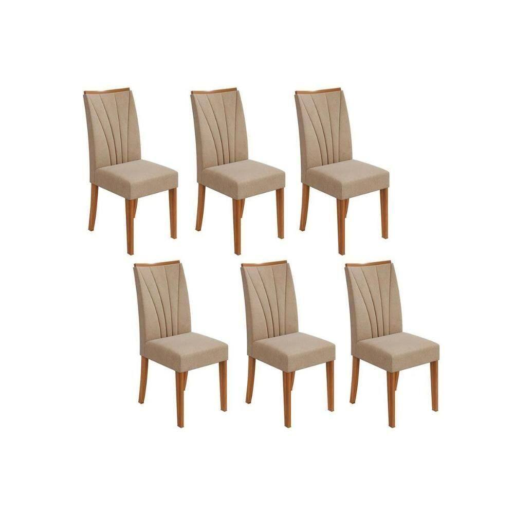 Kit 4 Cadeiras Sala Jantar Apogeu 6 Un Amêndoa Suede Creme Lopas