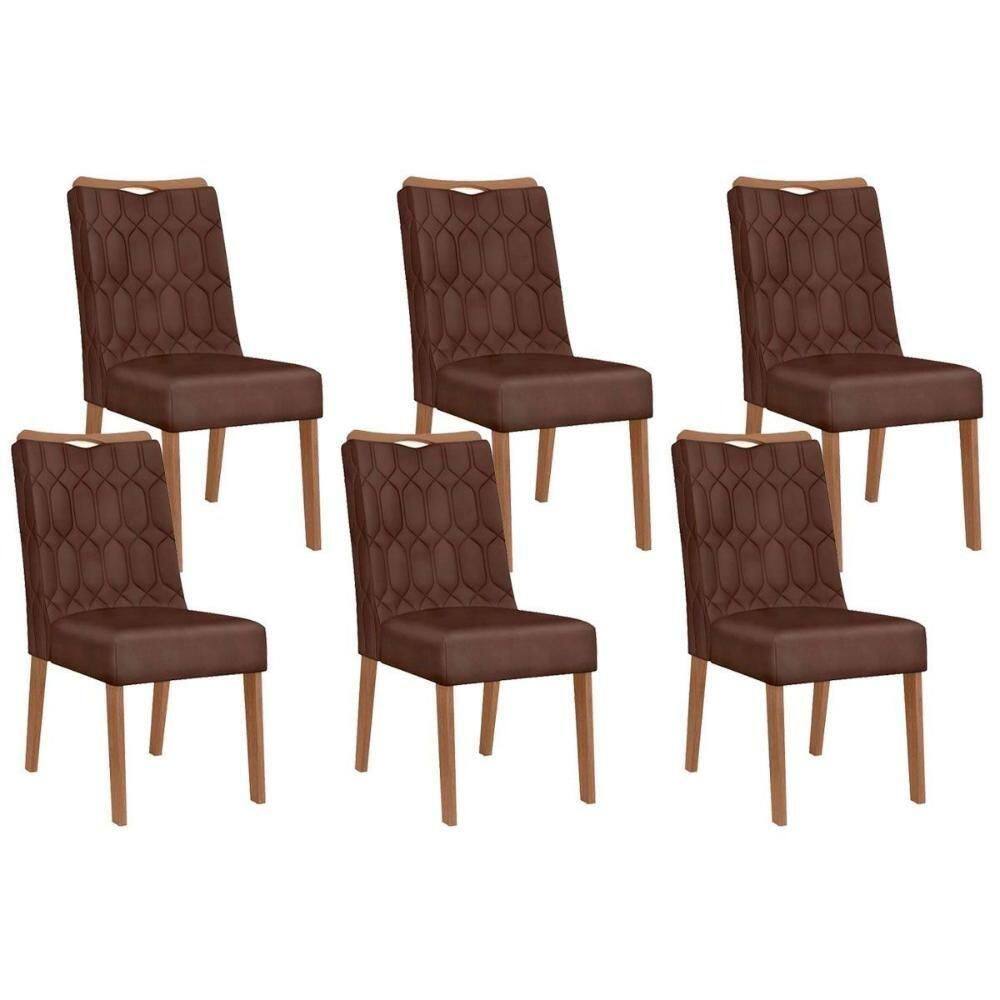 Kit 6 Cadeiras Sala Jantar Bia 6 Un Cedro Suede Moca