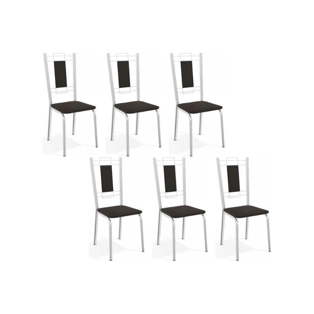 Cadeira De Cozinha Florença C005 Kit 6 Un Cromada Preto 110