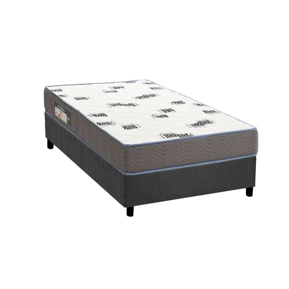 Cama Box Solteiro: Colchão Espuma D33 Ortobom Light Saúde + Base Crc Suede Gray (78x188)