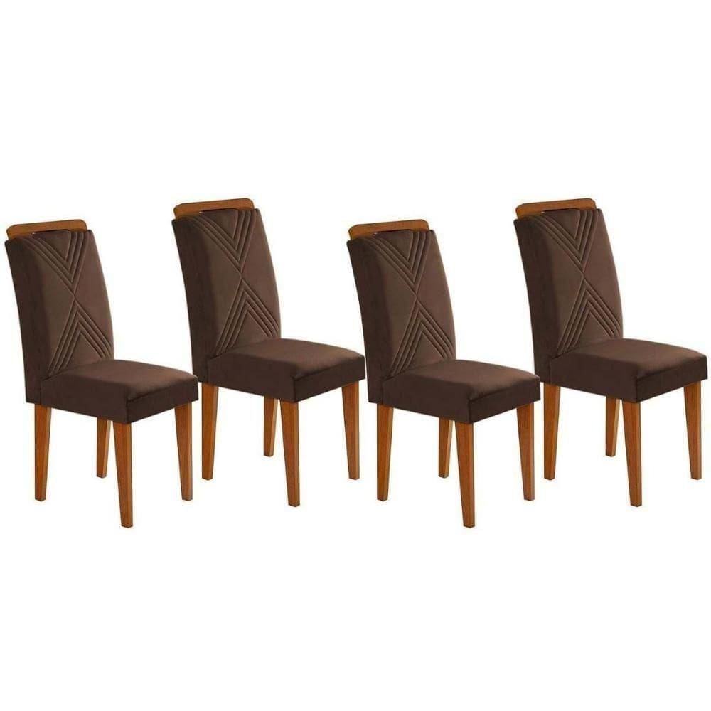 Cadeira De Cozinha Amsterdã Kit 4 Un Capuccino Suede Marrom Rufato