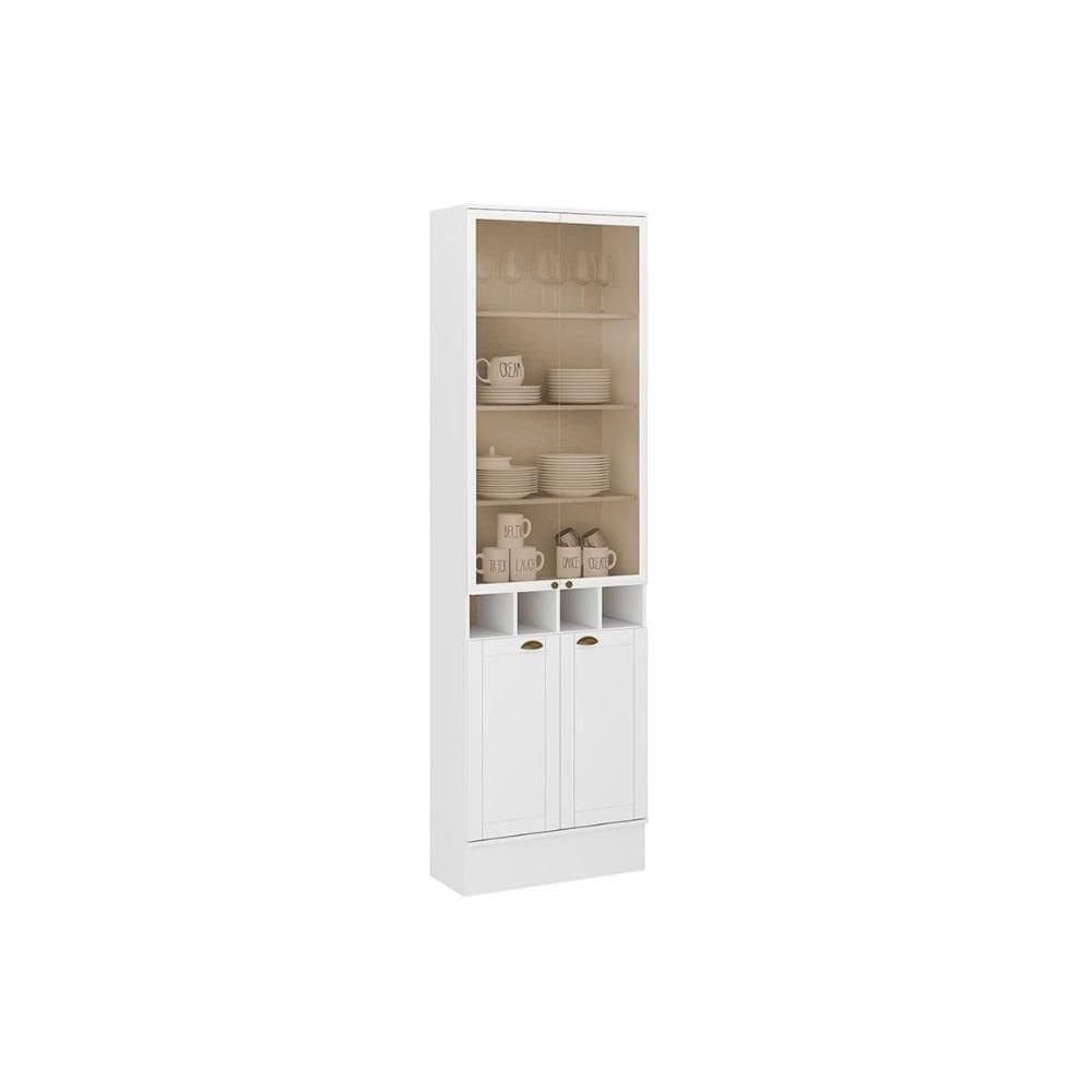 Cristaleira De Cozinha Bella 2615 Com 4 Portas 2 De Vidro 70cm Branco