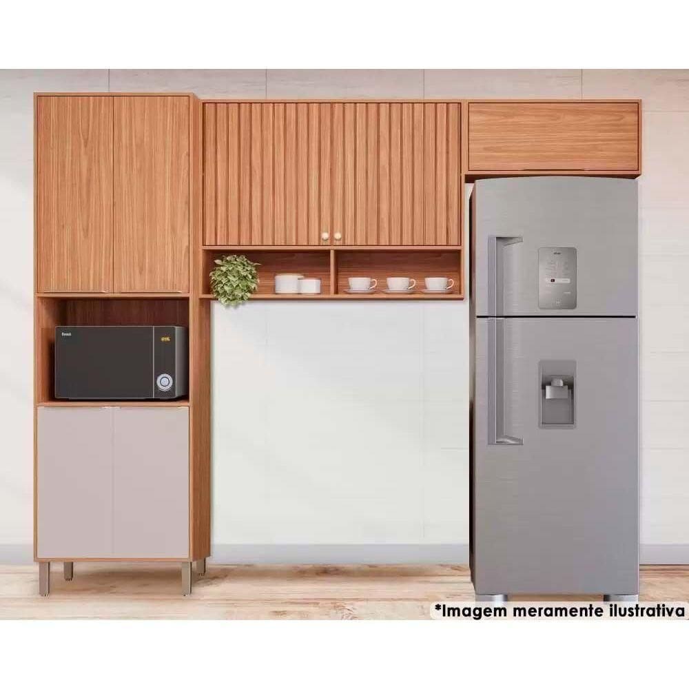 Cozinha Modulada Completa Divina 3 Peças 2aéreos+ 1 Paneleiro Cz045 Freijó Off White