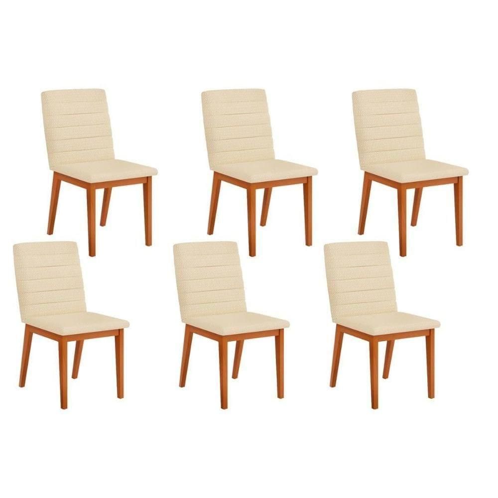 Cadeira De Cozinha Sofia Kit 6 Un Ipe Linho Neve