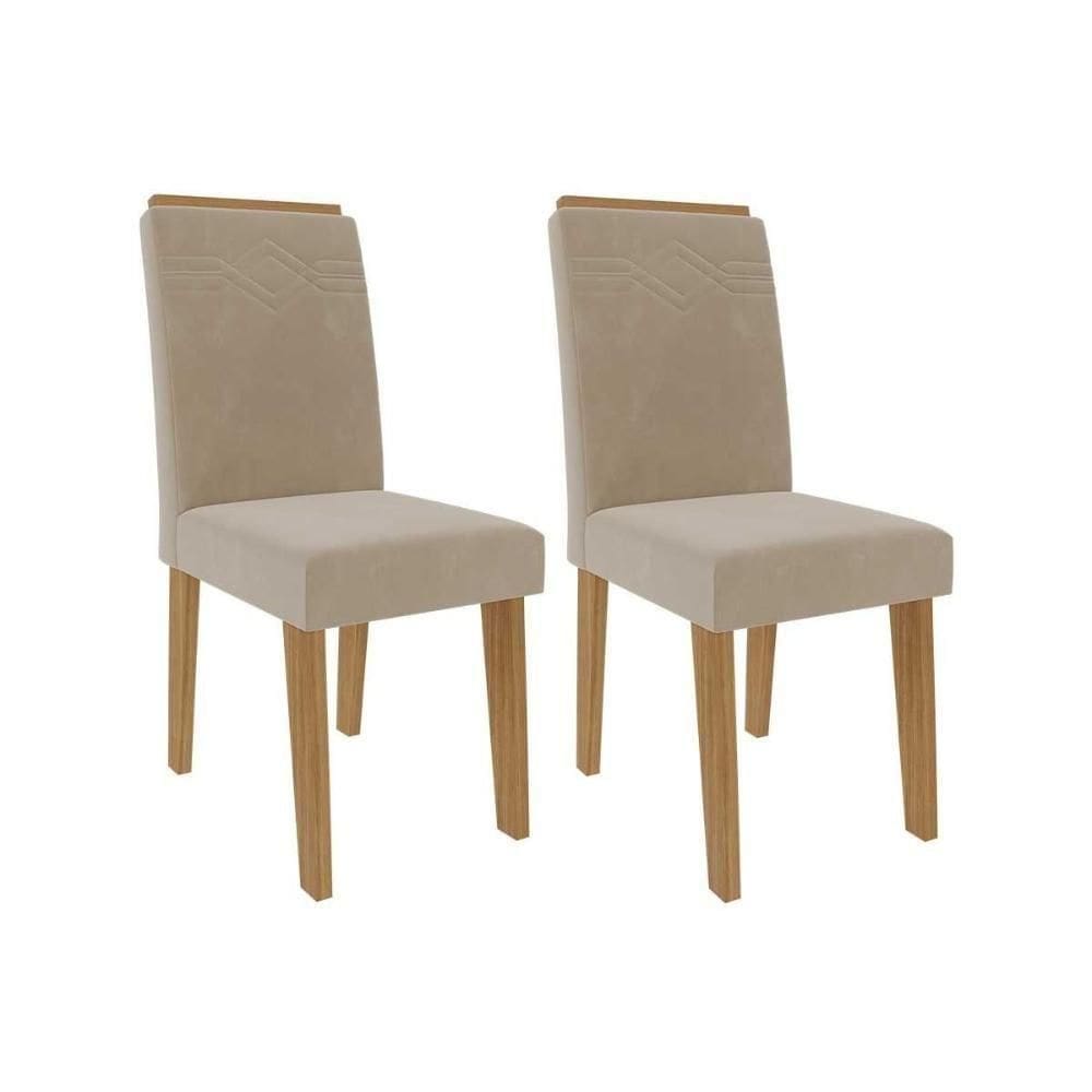 Kit 2 Cadeiras De Cozinha Taís 2 Un Madeirado Suede Nude Bege Cimol