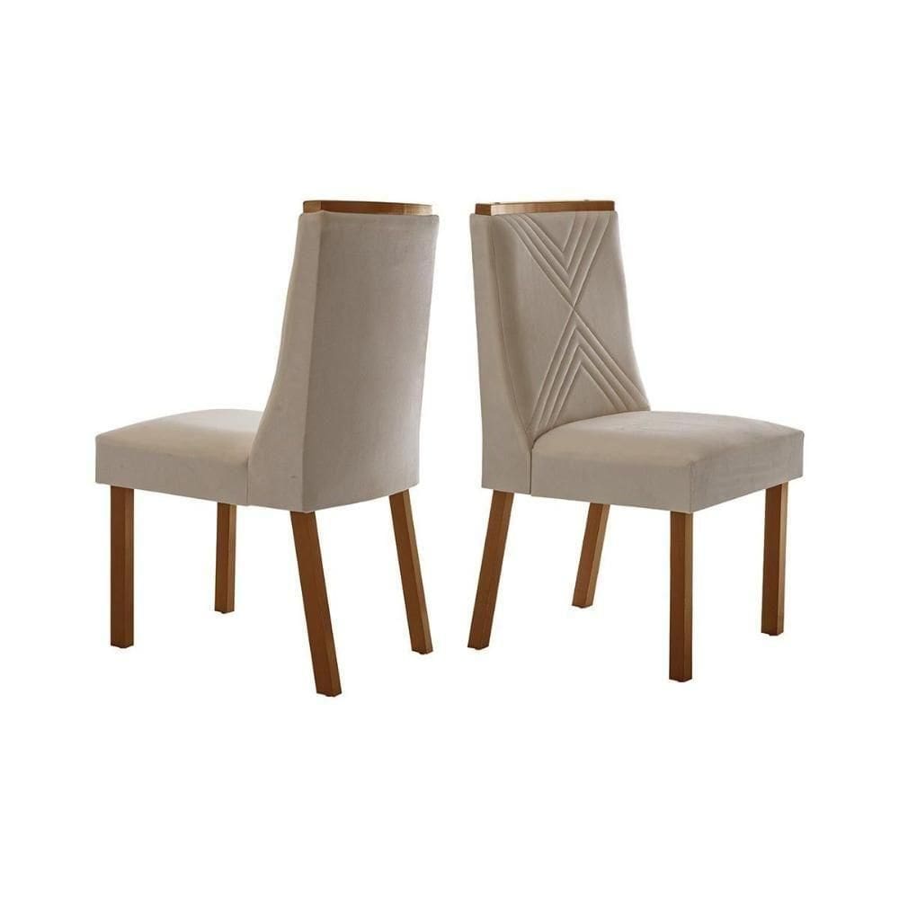 Kit 2 Cadeiras De Cozinha Montreal 2 Un Imbuia Suede Creme Rufato