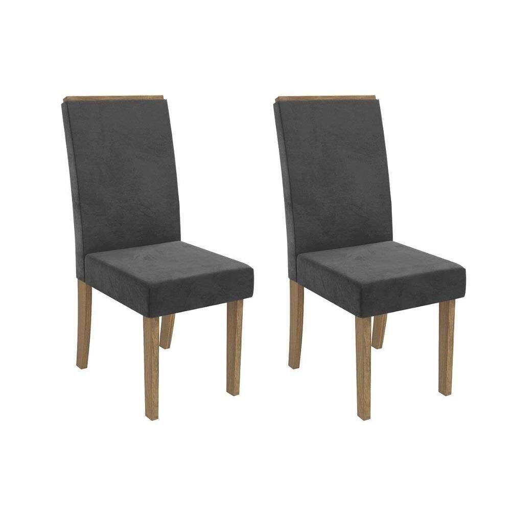 Cadeira De Cozinha 2cad142cn Kit 2 Un Canela Suede Cinza