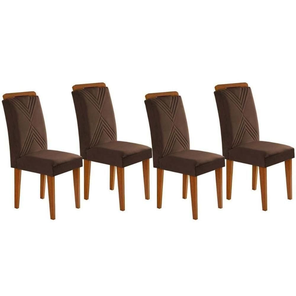 Cadeira De Cozinha Amsterdã Kit 4 Un Capuccino Suede Marrom Rufato