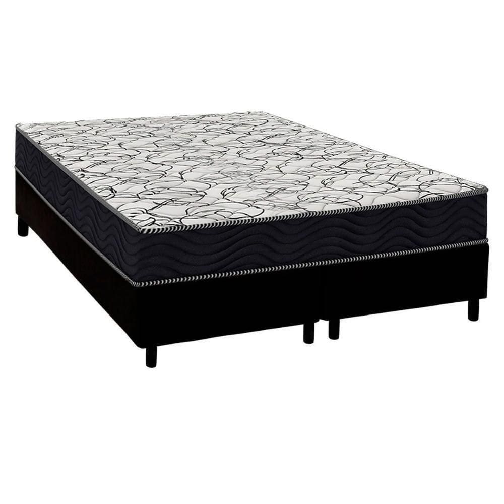 Cama Box Queen: Colchão Espuma D45 Ortobom Airtech 150 + Base Crc Suede Black (158x198)