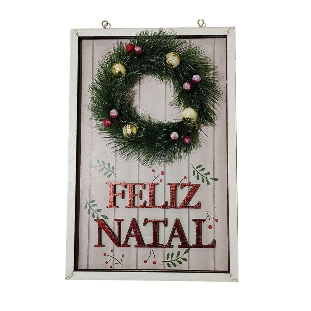Quadro Decorativo Natalino Feliz Natal Guirlanda Com Bolinhas Comemoraçao Parede Porta Loja Casa Decorativo Sala Quato