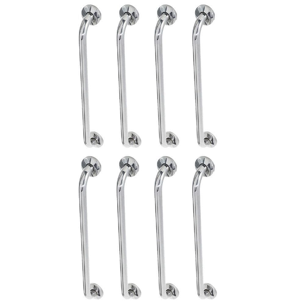 Alça Barra De Apoio 60cm Inox Kit 8 Unidades Banheiro Suporte Idoso Deficiente Cadeirante Acessibilidade Segurança Corrimao Escada