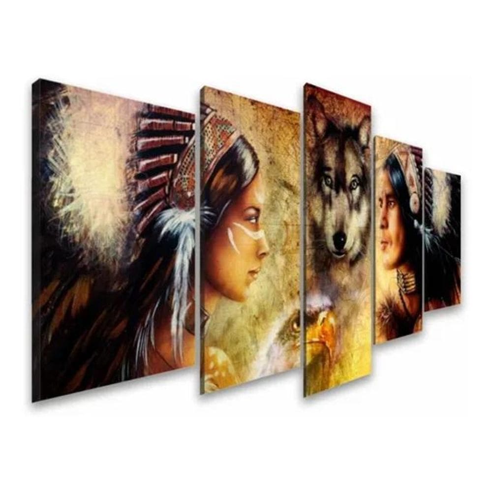 Quadros Decorativos Sala Lobo Índios Águia Guerreiro