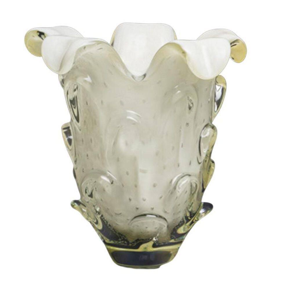 Vaso Em Cristal Murano Pérola São Marcos 24x24x25cm