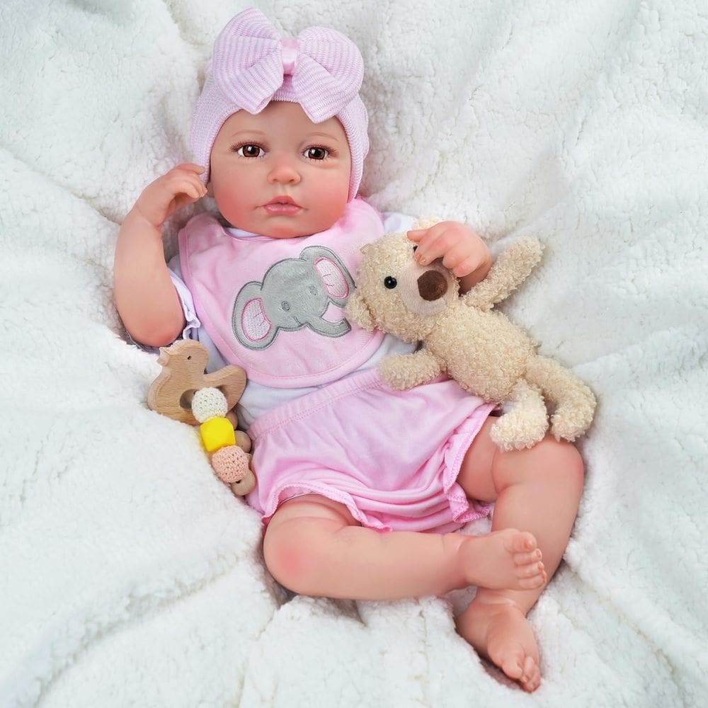 Reborn Baby Doll BABESIDE Fiona 50 cm com kit de alimentação e caixa de presente