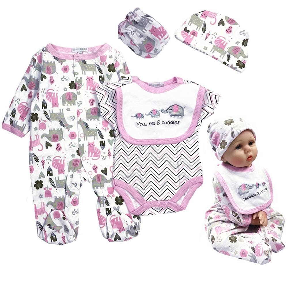 Conjunto de roupas para boneca Reborn Baby Girl de 55 cm com acessórios, 5 peças