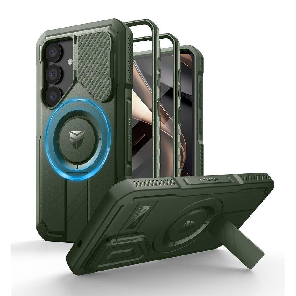 Capa Dexnor para Samsung Galaxy S25 com capa de câmera verde militar