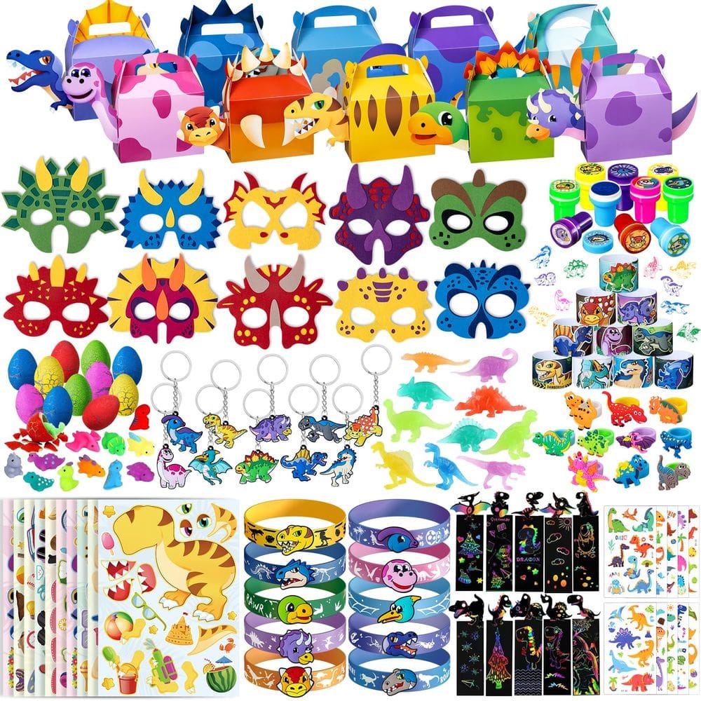 Conjunto de lembrancinhas de festa DMIGHT Dinosaur Birthday para crianças com caixa