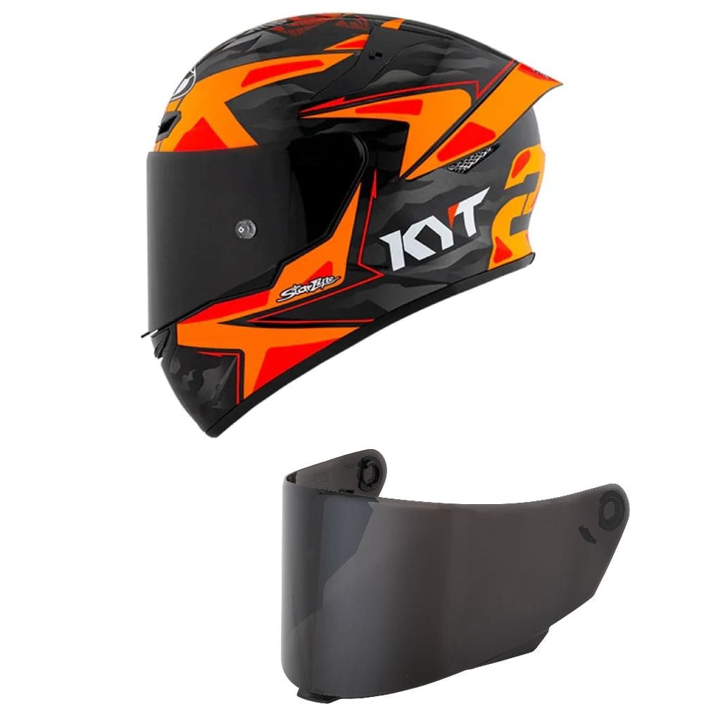 Capacete Kyt Tt Course Antonelli Preto e Laranja Mais Viseira Fumê