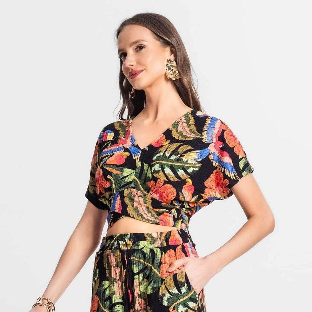Blusa Feminina Estampada Ribana Canelada Endless