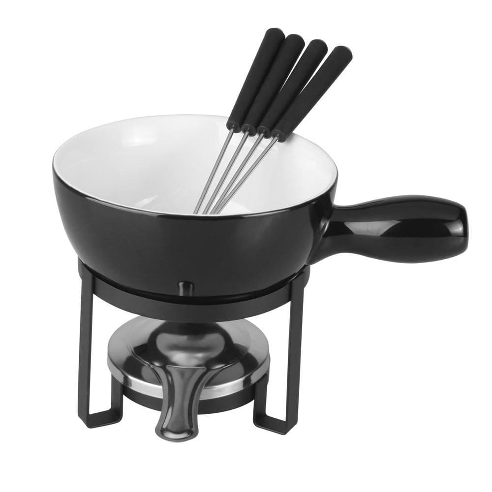 Aparelho de Fondue 8 Pçs com Pintura Epoxy e Cerâmica Preto