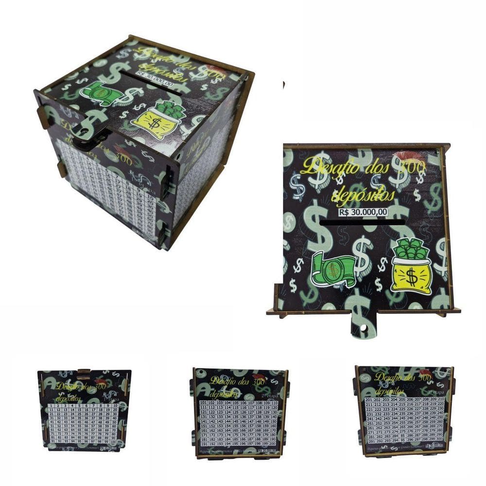 Cofre Guardar Junte Dinheiro Woodbox Desafio 30 Mil Dinblack