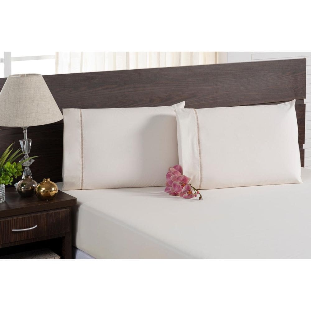 Jogo De Cama Casal Queen Percal 200 Fios Palha Com Elástico