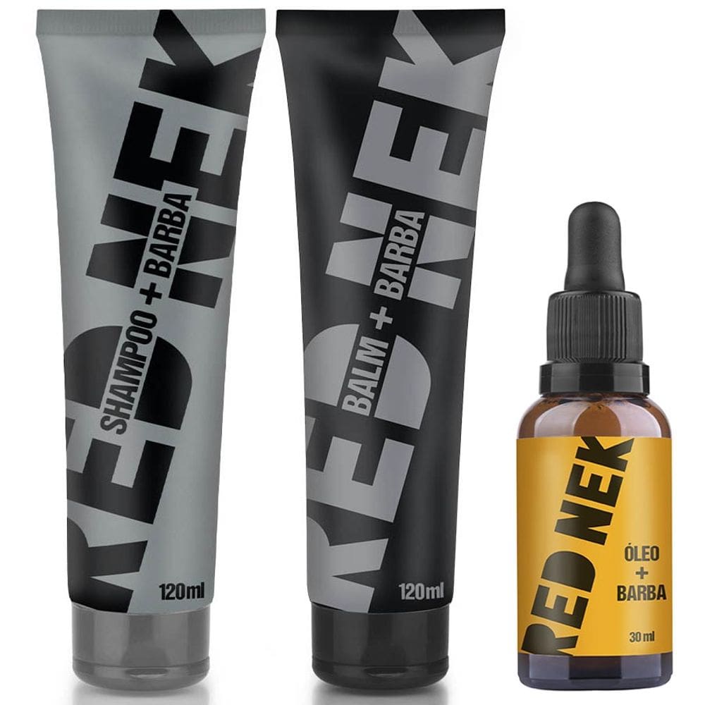Kit Barba Shampoo + Bálsamo + Óleo Hidratante Para Barba Red Nek