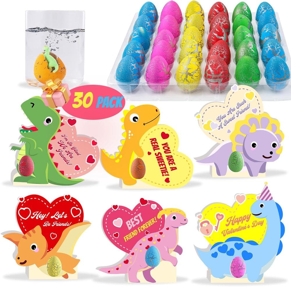 Pacote de 30 cartões de Dia dos Namorados NAISEN com ovos de dinossauro para incubação