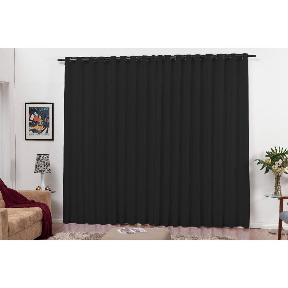 Cortina Oxford 3M Decoração Sala Quarto Preta Para Varão