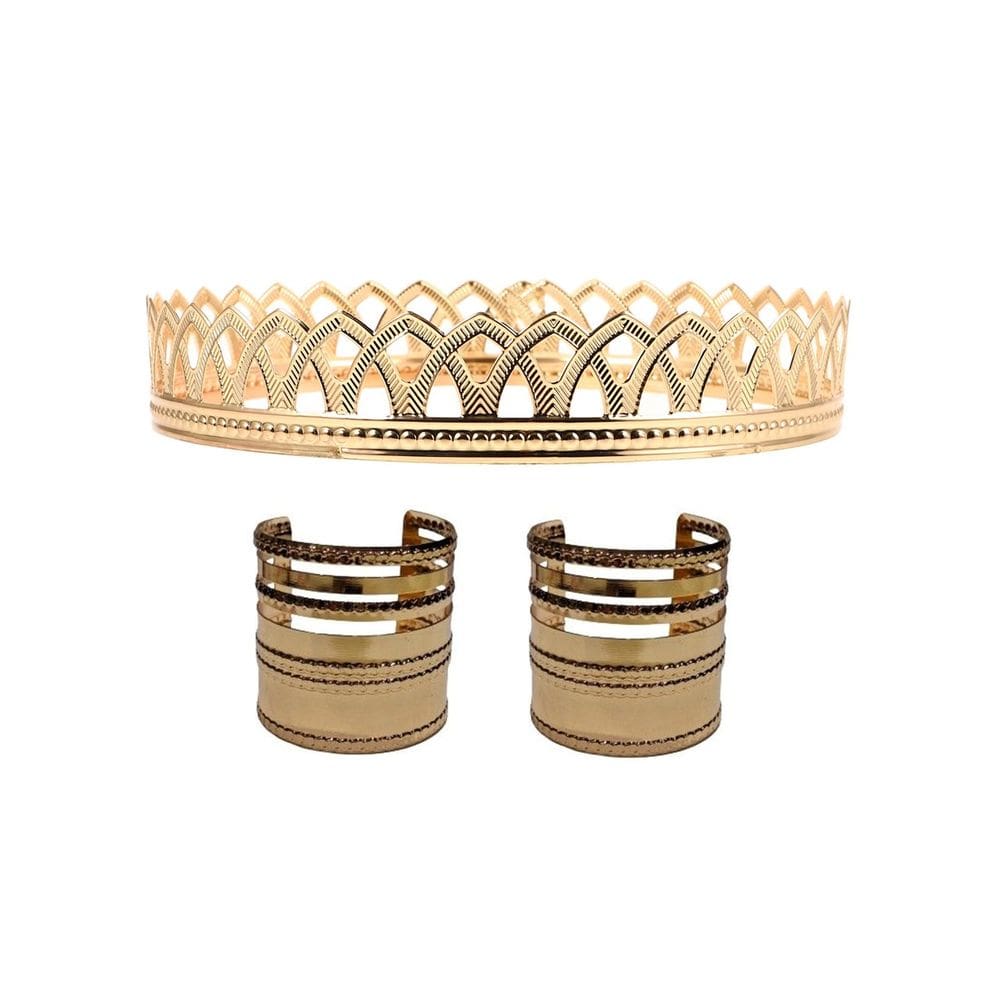 Kit Coroa E Pulseira Rei Rainha Grega Grego Carnaval Festas