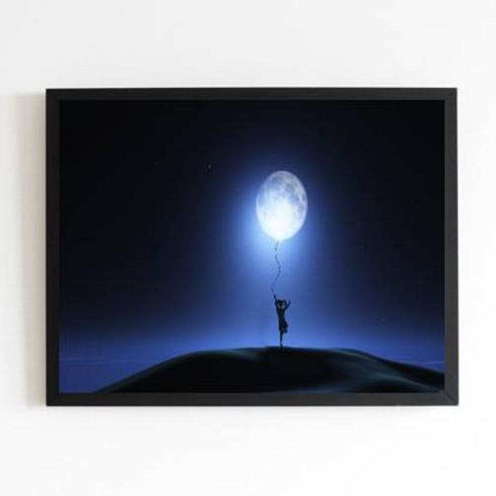Quadro Fotografia Menina Com Lua 24X18Cm