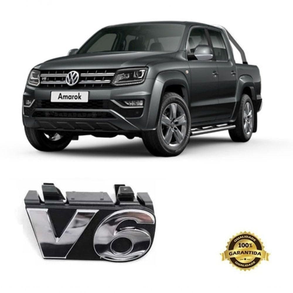 Emblema Letras V6 Encaixe Dianteiro Amarok 2017/2020 Cromado