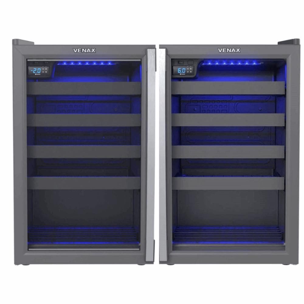 Conjunto Venax Espositora Champanheira Porta Invertida E Adega Piubella 100l Grafite 220v 29168-29159