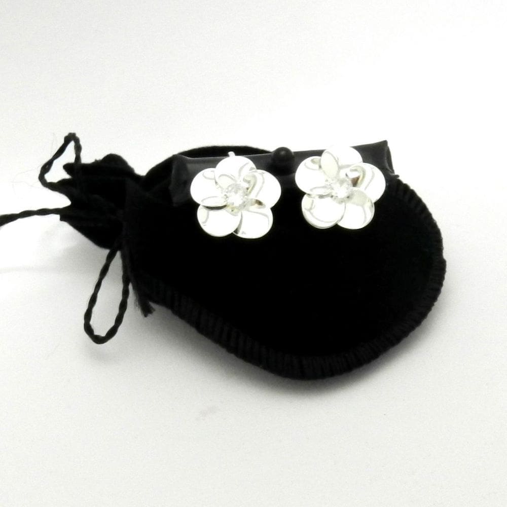Brinco Pressão Flor 20mm Folheado Prata - Wnbijouterias